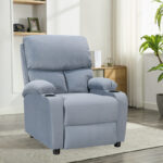 Armchair relax with cupholder Gartia velvet in grey color 79x94x102cm - Слика 2