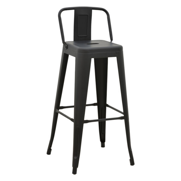 Bar stool with backrest Utopia metal black matte 42x42x97cm