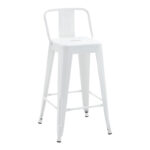 Mid-height bar stool with back Utopia metal in white shade 42x42x86cm