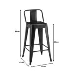Mid-height bar stool with back Utopia metal in white shade 42x42x86cm - Image 4