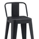 Mid-height Bar stool with backrest Utopia metal black matte 42x42x86cm - Image 2