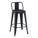 Mid-height Bar stool with backrest Utopia metal black matte 42x42x86cm
