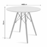 Dining table Julita MDF top white-natural legs D80x73cm - Слика 4