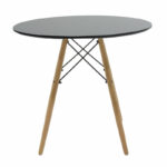 Dining table Julita MDF top black-natural legs D80x73cm - Слика 2