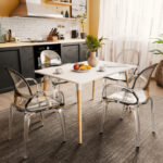 Dining table Natali MDF top white-natural legs 120x80x76cm - Слика 2