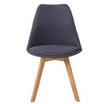 Chair Gaston dark grey pp-fabric-wooden natural 48x55x83cm - Слика 4