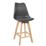 Bar stool Gaston dark grey pp-pu-natural wood leg 49x56x112cm