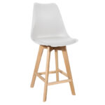 Bar stool Gaston white pp-pu and natural wood leg 48.5x56x104cm