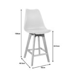 Bar stool Gaston white pp-pu and natural wood leg 49x56x112cm - Слика 6