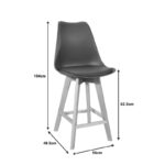 Bar stool Gaston black pp-pu and natural wood leg 49x56x112cm - Слика 6