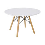 Julita children's table white mdf and natural beech wood Φ60x51cm