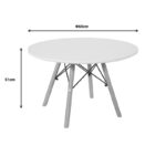 Julita children's table white mdf and natural beech wood Φ60x51cm - Слика 4