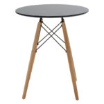 Julita table MDF black and beech wood in a natural shade Φ60x73cm - Слика 2
