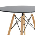 Julita table MDF black and beech wood in a natural shade Φ60x73cm - Слика 3