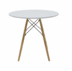 Julita-Gaston dining table set of 3 MDF and beech wood in gray-white-natural shade D80x73cm - Image 5