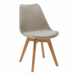 Julita-Gaston dining table set of 5 MDF and beech wood in gray-white-natural shade D80x73cm - Слика 2