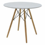 Julita-Gaston dining table set of 5 MDF and beech wood in gray-white-natural shade D80x73cm - Слика 4