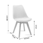 Julita-Gaston dining table set of 5 MDF and beech wood in gray-white-natural shade D80x73cm - Слика 6