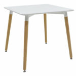Dining table Natali-Gaston set of 5 MDF and beech wood in gray-white-natural shade 80x80x76cm - Слика 4