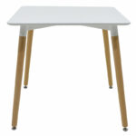 Dining table Natali-Gaston set of 5 MDF and beech wood in gray-white-natural shade 80x80x76cm - Слика 5