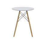 Julita-Gaston dining table set of 3 MDF and beech wood in gray-white-natural shade Φ60x73cm - Image 5
