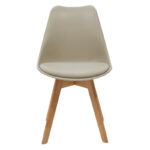 Chair Gaston pp-pu in cappuccino color with natural colored wooden leg 48.5x53.5x83cm - Слика 4