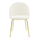 Chair Fersais white teddy fab ric-gold metal 48x57x81cm - Слика 4
