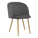 Chair Anelie dark grey velvet-natural metal leg 45x59x78cm