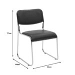 Guest stackable chair Randin black pu-chrome leg 42x44x77cm - Слика 6