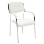 Stackable guest chair Otlen white pu-chrome leg 47x45x87cm
