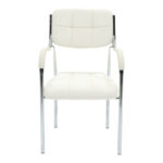 Stackable guest chair Otlen white pu-chrome leg 47x45x87cm - Image 4