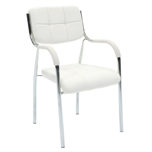 Stackable guest chair Otlen white pu-chrome leg 47x45x87cm