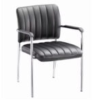 Cazen stackable guest chair black pu-chrome leg 55x49x84cm