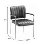 Cazen stackable guest chair black pu-chrome leg 55x49x84cm - Image 4