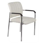 Cazen stackable guest chair white pu-chrome leg 55x49x84cm