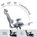 Office chair manager with footrest Thelonius mesh grey - Слика 3