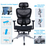 Office chair manager with footrest Thelonius mesh black - Image 2