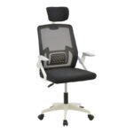 Канцелариска столица за менаџер Serjo бела-црна PP-мрежеста ткаенина 75x65x128 см