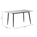 Dining table Gustas white marble sintered stone-black metal 120x60x75cm - Слика 4