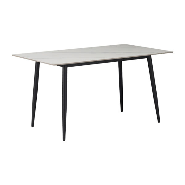 Dining table Gustas white marble sintered stone-black metal 120x60x75cm