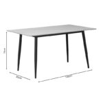 Dining table Gustas white marble sintered stone-black metal 140x80x75cm - Слика 4