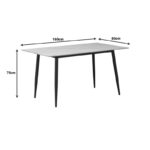 Dining table Gustas white marble sintered stone-black metal 160x80x75cm - Слика 4
