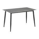 Dining table Gustas grey marble sintered stone-black metal 120x60x75cm