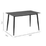 Dining table Gustas grey marble sintered stone-black metal 120x60x75cm - Слика 4