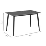 Dining table Gustas grey marble sintered stone-black metal 140x80x75cm - Слика 4