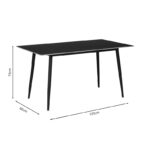 Dining table Gustas black marble sintered stone -black metal  leg 120x60x75cm - Слика 4