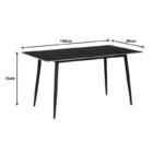Dining table Gustas black marble sintered stone-black metal  leg 160x80x75cm - Image 4