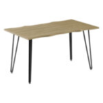 Трпезариска маса Izzac pakoworld со MDF површина во боја sonoma - црни метални ногарки 140x80x76 см