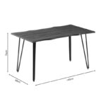 Dining table Izzac pakoworldwith MDF surface in sonoma - black metal legs 140x80x76 cm - Слика 4
