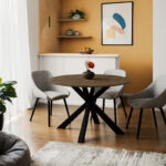 Kitchen table Jeston MDF walnut-black metal leg D120x75cm - Image 2